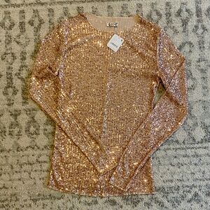 Free People sequin long sleeve shirt